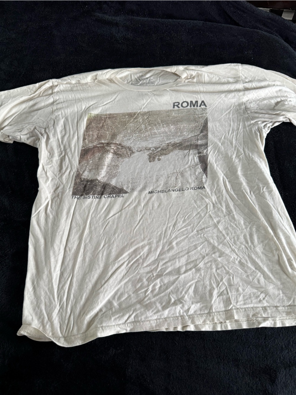 Roma White Short Sleeve Graphic Tee with Sistine Chapel Print